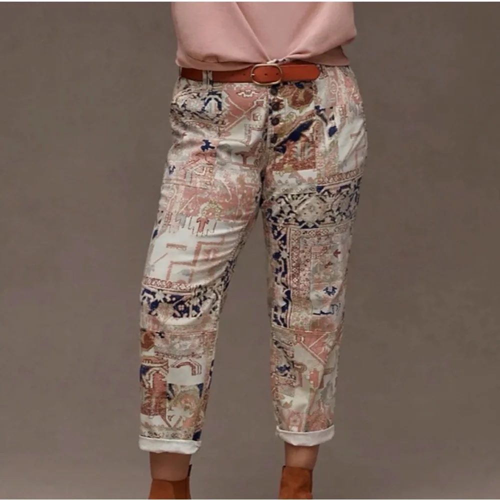 Anthropologie The Wanderer Utility Pant Button Fly Boho Size 27 Tapestry Aztec